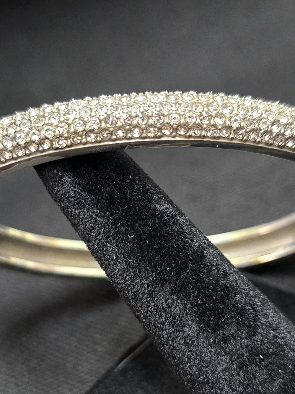 Vintage Signed Brighton Rhinestone Pave Clamper Bracelet SIlver Tone Magnetic